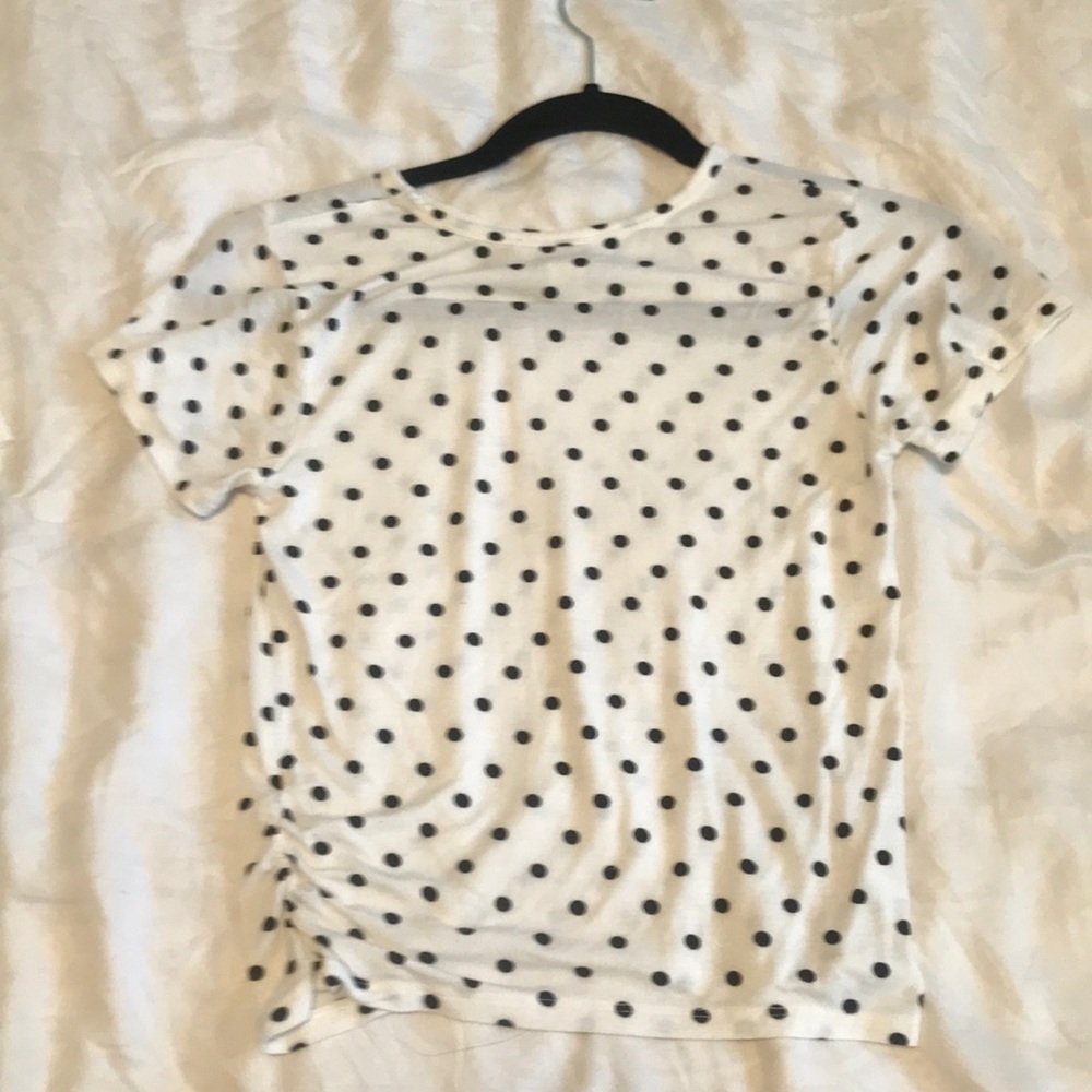 white polka dot t-shirt